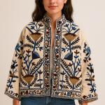 Suzani Indian Embroidery Jacket Boho Vintage Style Ethnic Festival Wear Handcrafted Outerwear