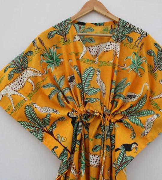 New Floral Print Kaftan, Indian Soft Cotton Caftan, Maxi Dress, Beach Cover Up, Bridesmaid Gift, Kaftan For Women's, Nightwear Dress