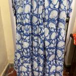 Hand Block Printed Cotton Maxi Dress – Blue Floral Long Dress with Pockets, Button Down Tiered Dress, Boho Summer Dress