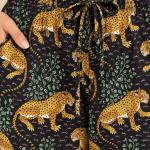 Women's Leopard Print Pajama Set – Black and Gold Button-Down Long Sleeve Sleepwear