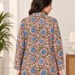 Pink Floral Pajama Set for Women – Blue Botanical Print Button-Down Sleepwear with Matching Pants